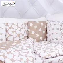 Комплект в кроватку 15 предметов(3+12 подушек-бортиков) AmaroBaby, бязь