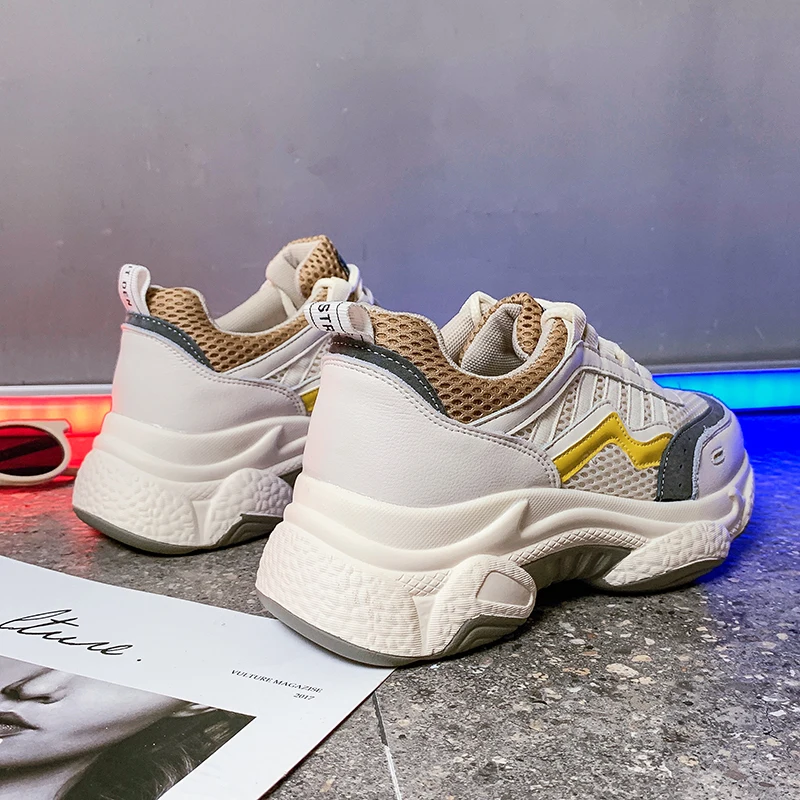 2019 New Stylish Running Shoes for Women Increasing INS High Heel Sneakers Women Height Platform Breathable Sports Walking Girls