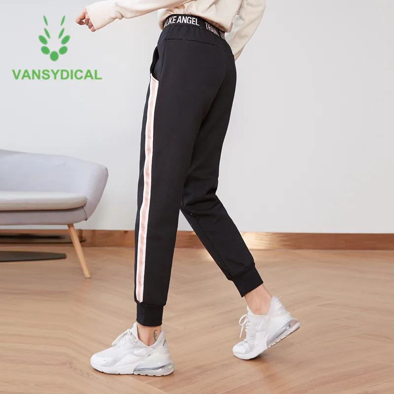 Vansydical женские зимние спортивные штаны для бега с полосками сбоку уличные теплые