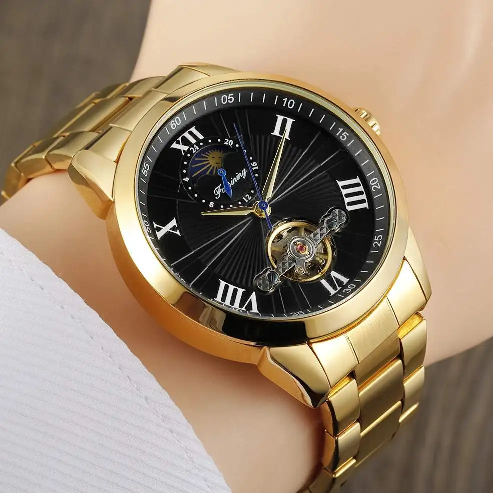 Moon Phase Мужские часы Tourbillon деловые наручные часы для мужчин автоматические механические золотые часы для мужчин relogio masculino WINNER
