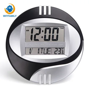 

LED Round Electronic wall clock large number display Snooze Table Clock Mute Bracket Clock LCD with Calendar Temperature