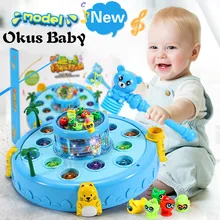 Детский играющий хомяк рыболовная пластина 2 в 1 игрушка мальчик девочка головоломка Музыка Свет электрическая вращающаяся игрушка