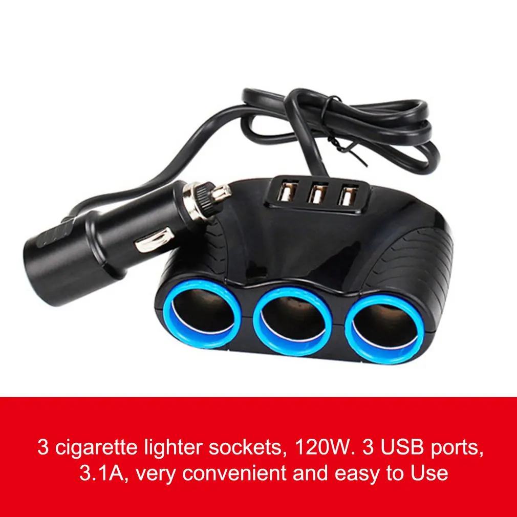 3.1A Высокая мощность автомобиль три USB интерфейс одна минута три прикуривателя концентратор большой грузовик зарядное устройство 120 Вт