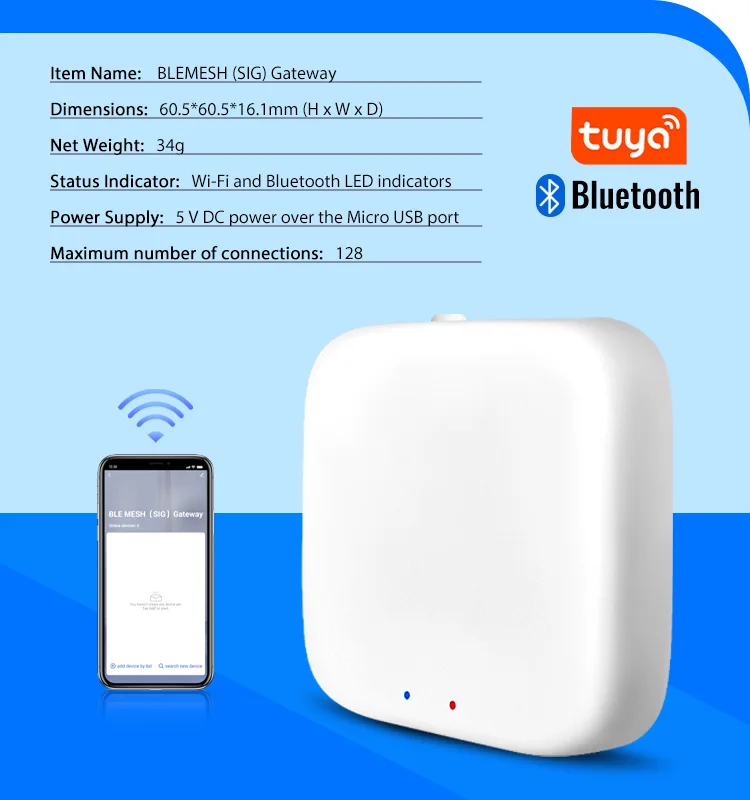 NEW-Tuya App Bluetooth Smart Electronic Door Lock wifi Adapter Gateway Remote Co