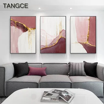 

Abstract Golden Pink Canvas Painting Tasteful Poster and Print Modern Quadro Wall Picture for Living Room Nordic Golden Poster