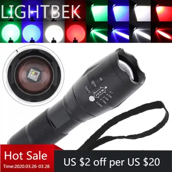

A100 5 Light Modes Red Green Blue White Light LED Tactical Flashlight with Adjustable Focus Waterproof