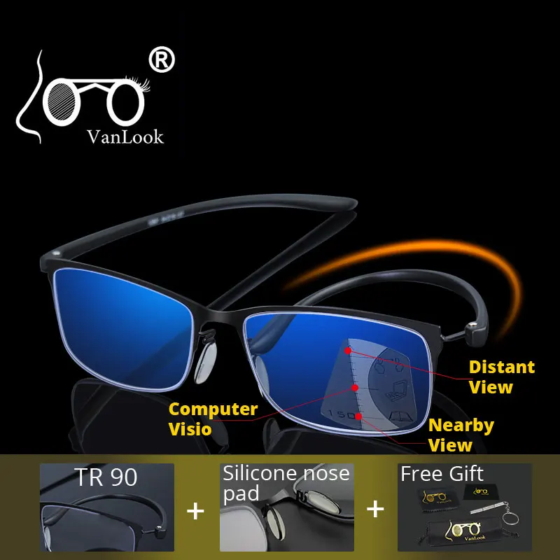 VANLOOK многофокальные прогрессивные очки для чтения компьютерные мужские