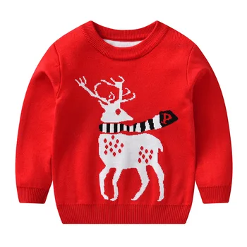 

Children explosion models hot models cute Christmas elk sets of scalp knitting boys and girls T-shirt