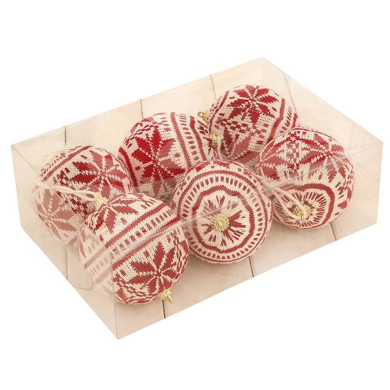 

6Pcs New Christmas Balls Ornament Polka Dot Square Gift Shaped Christmas Tree Hanging Pendants Christmas Party Decor for Home