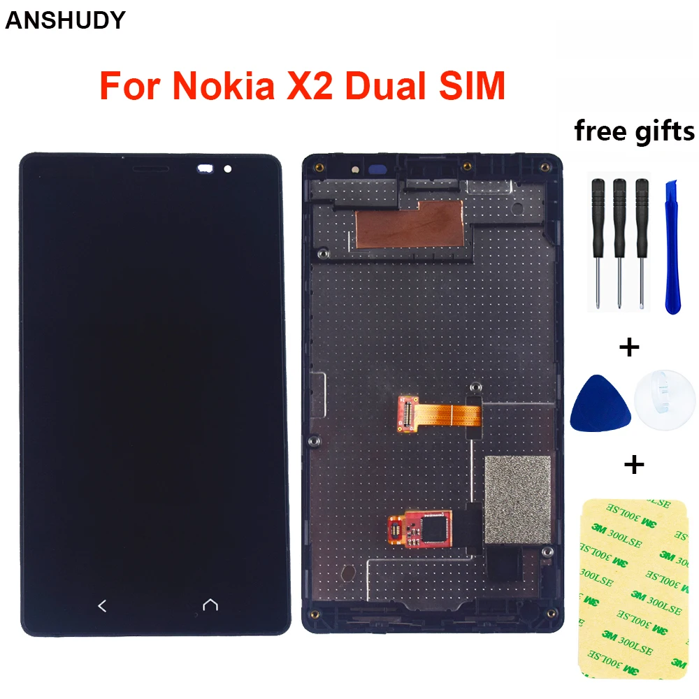 Для Nokia X2 Dual SIM RM 1013 X2DS сенсорный экран дигитайзер панель сенсор стекло + ЖК дисплей