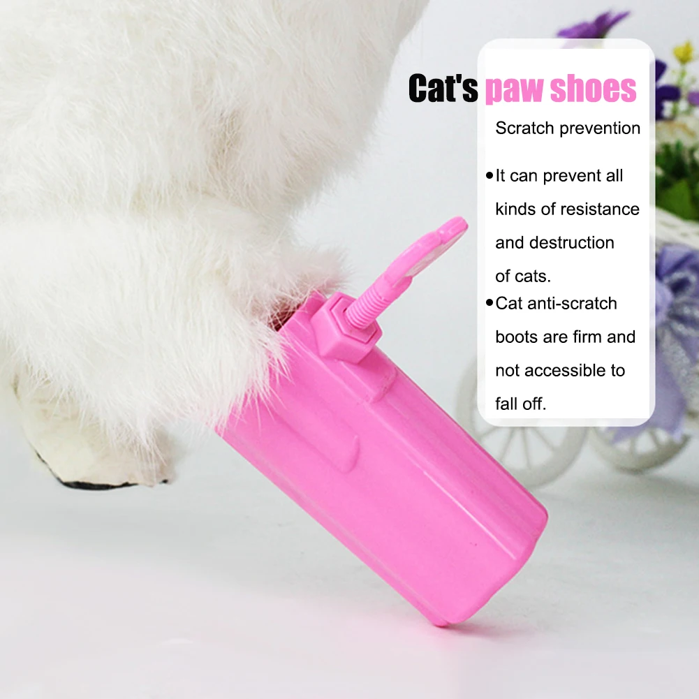 4Pcs Anti Scratching Multifunctional Nail Cover Paw Adjustable Gloves Grooming Tool Kitten Safe Small Pet Bathing Cat Boot Shoes