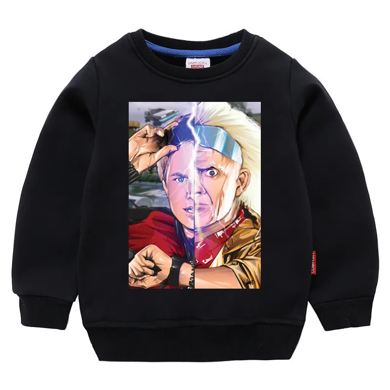 T51-black Детская Back to The Future принт хлопок девочки; дети хлопковые пуловеры, топы для маленьких мальчиков осенняя одежда свитера для детей, которые начинают ходить - Цвет: T51-black