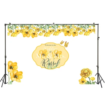 

Yellow Floral Theme Customize Wedding Party Decor Photography Backdrop Portrait Photophone Photo Studio Background W-3863