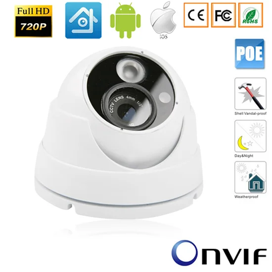 

IP Camera Vandalproof H265/H264 48V POE Camera 1080P 3.0MP/5.0MP Onvif P2P Motion Detect RTSP email alert Metal POE dome camera