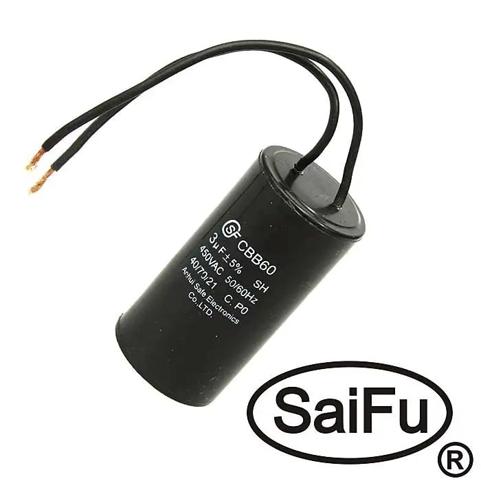 2 штуки Конденсатор пусковой CBB60 3uF 450V WIRE (SAIFU) | Электронные компоненты и