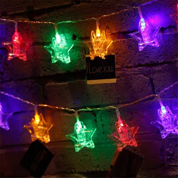 Led Kerstverlichting Nieuwjaar Garland Ster Vorm Wasknijper String Fairy Lights 3/4/5M Led Verlichting decoratie Voor Kerstboom