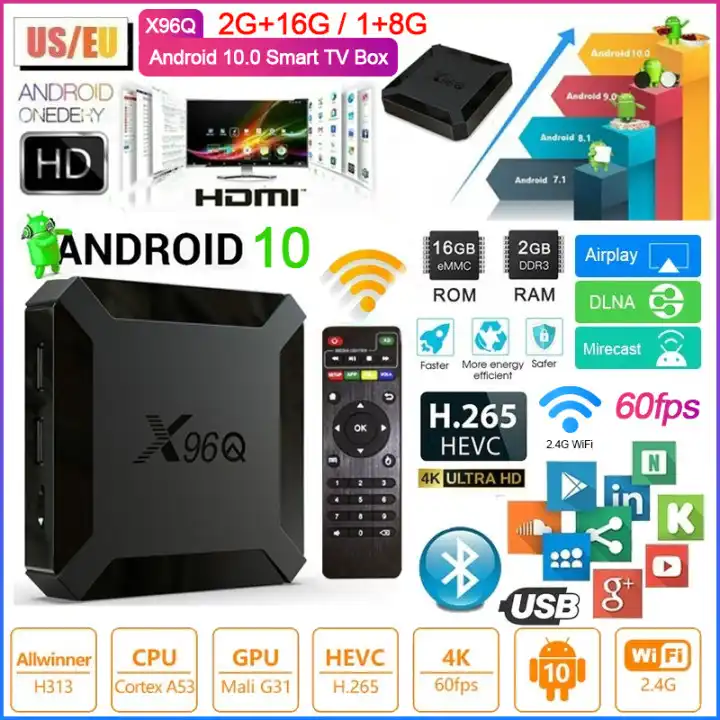 Android 10,0 Tv Box X96Q 4K Hdmi 2.0A 2,4G, Wi-Fi, Allwinner H313 4 ядра 1 + 8G ЕС Media Player Smart Декодер каналов кабельного телевидения Дистанционное Управление Android 10,0 Tv Box X96Q 4K Hdmi 2.0A 2,4G, Wi-Fi, Allwinner H313 4 ядра 1 + 8G ЕС Media Player Smart Декодер каналов кабельного телевидения Дистанционное Управление
