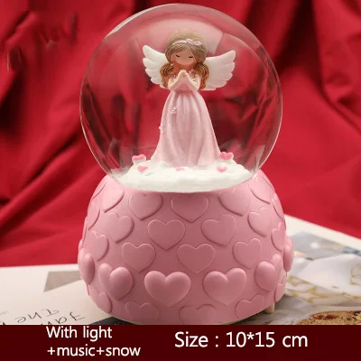 Мультяшный Ангел девочка Снежный шар хрустальный шар вращающаяся музыкальная шкатулка Рождественское украшение для дома украшение дома аксессуары - Цвет: Pink M