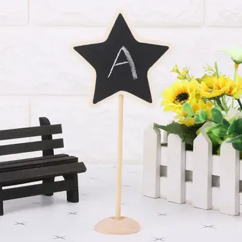 

5Pcs Star Mini Wooden Chalkboard Blackboard Message Table Number Wedding Party Decor Place Card Holder