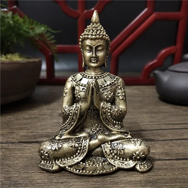 Statues de bouddha thaïlandais, décoration de maison, couleur Bronze, artisanat en résine, Sculpture de bouddha de méditation, Figurines Feng Shui, ornements 1