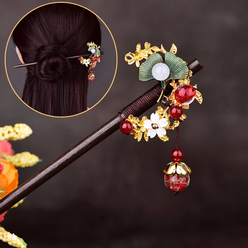 

Bride Hairpin Wood Hair Stciks Fashion Hairwear Tassel Ethnic Jewelry For Women Girl Wedding Gift Hair Hoop Long Chinese Style