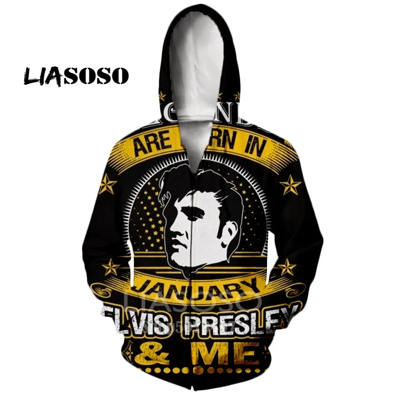 Liasoso новые мужские толстовки 3D pint Elvis Presley King of Rock повседневный спортивный дизайн осень зима длинный рукав кардиган с капюшоном