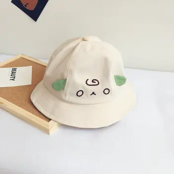 

Spring and summer new fruit embroidery big eaves fisherman hat simple basin hat wild sun visor Black White