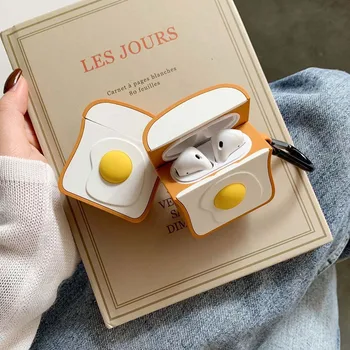 

Case for airpods Egg toast bread airpod cover for apple air pods 1 2 Bluetooth Headset box Earphone Accessories Charging bag