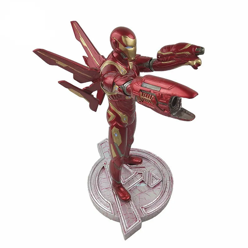 [Funny] 32cm The Avengers super hero LED light infrared gun Iron Man MK50 Action Figure statue Collectible Model kids gift
