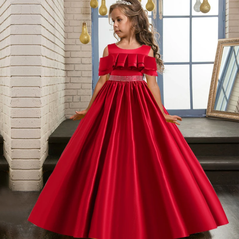 Filles Paillettes Brodé Princesse Robe, costume Prom Robe Anniversaire Fête  Robe de Noël Fleur Fille Robe Pour 3-10 Ans Enfants