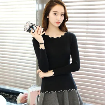 

Slim Fashion Spring Women Sweaters And Pullovers Elastic Long Sleeve Knitted Elegant O-neck Sweater For Womens