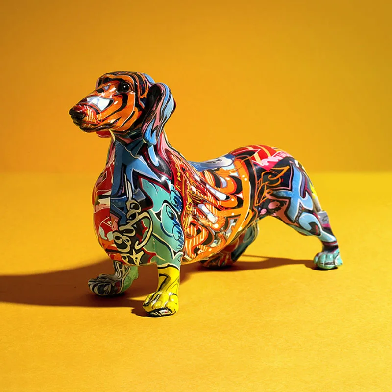 Made From Resin Prodbuy Home Multicolour Sausage Dog Ornament 30cm Dachshund Sculpture Made From Resin Prodbuy Home Multicolour Sausage Dog Ornament 30cm Dachshund Sculpture