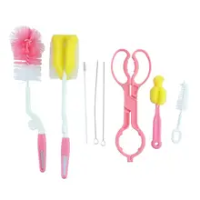 7 шт./компл. Детская щетка для бутылочки для кормления набор Очиститель Щетка для молочных бутылок губка набор сосок очиститель соски Детская Бутылочка теплые инструменты для мытья