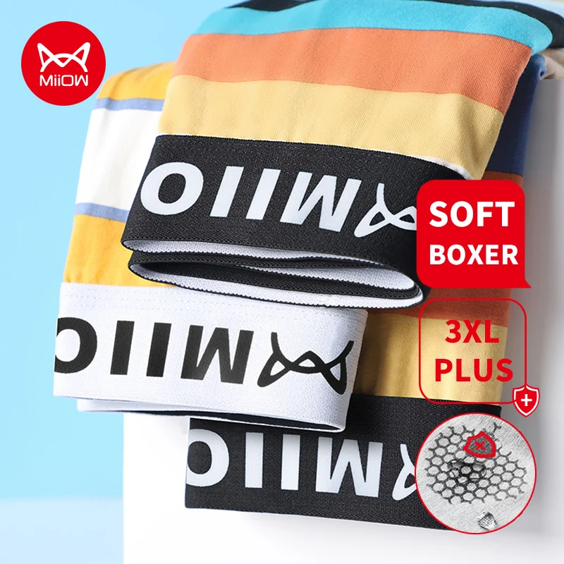 MiiOW 3 предмета хлопковое мужское нижнее белье шорты-боксеры контрастные