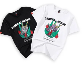 

100% cotton fashionable new short sleeve round neck embroidery loose casual men's T-shirt