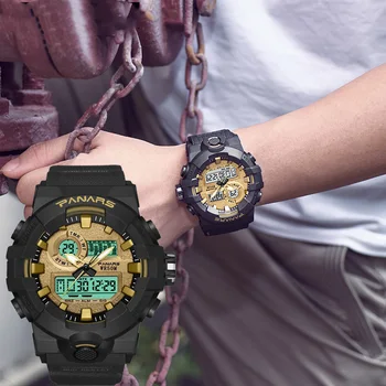 

SYNOKE Men Quartz Watches Sports Luminous Double DisplayWatch Waterproof Dual Time Men Digital Wrist Watch Relogio Masculino