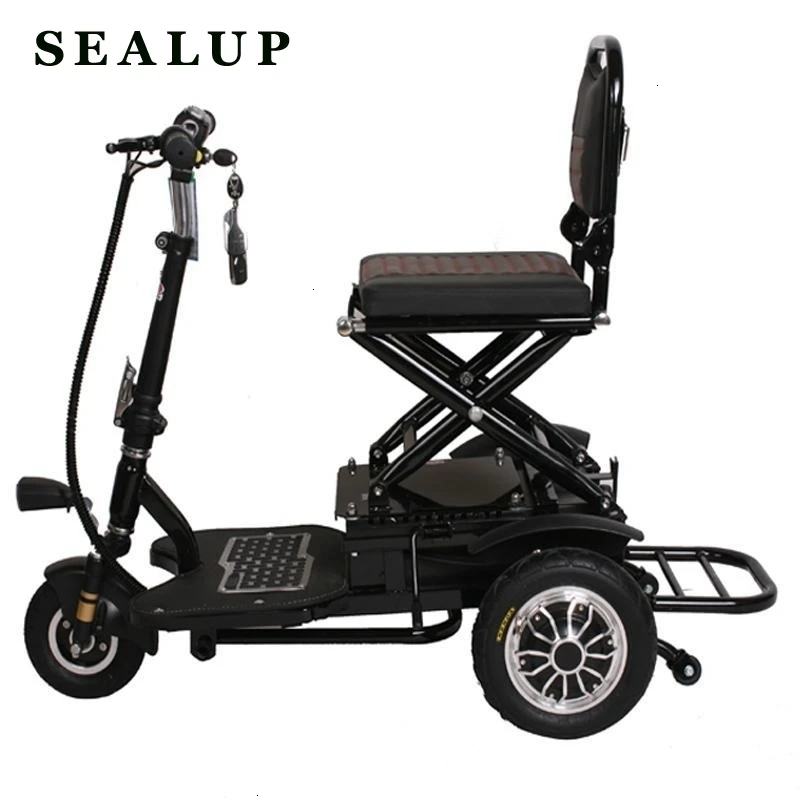 8 дюймов Электрический трехколесный велосипед для взрослых людей пожилого возраста три колеса электрический скутер 350W 48V Портативный электрический скутер, способный преодолевать Броды для инвалидов