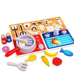 Maison de jeu en bois, jouet de cuisine, jeu de simulation, crème glacée, fruits, Barbecue, ensemble, Mini jouets éducatifs, cadeaux pour enfants d'âge préscolaire 