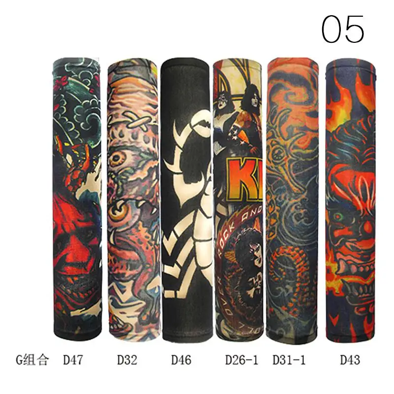 Fashion Men And Women Tattoo Arm Leg Sleeves High Elastic Tattoo Sleeve Seamless Outdoor Anti-sunshine Sleeves - Цвет: e