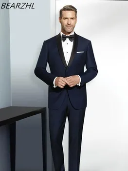 

wedding tuxedo for men suits dark blue custom made suit dinner groom wear 2020