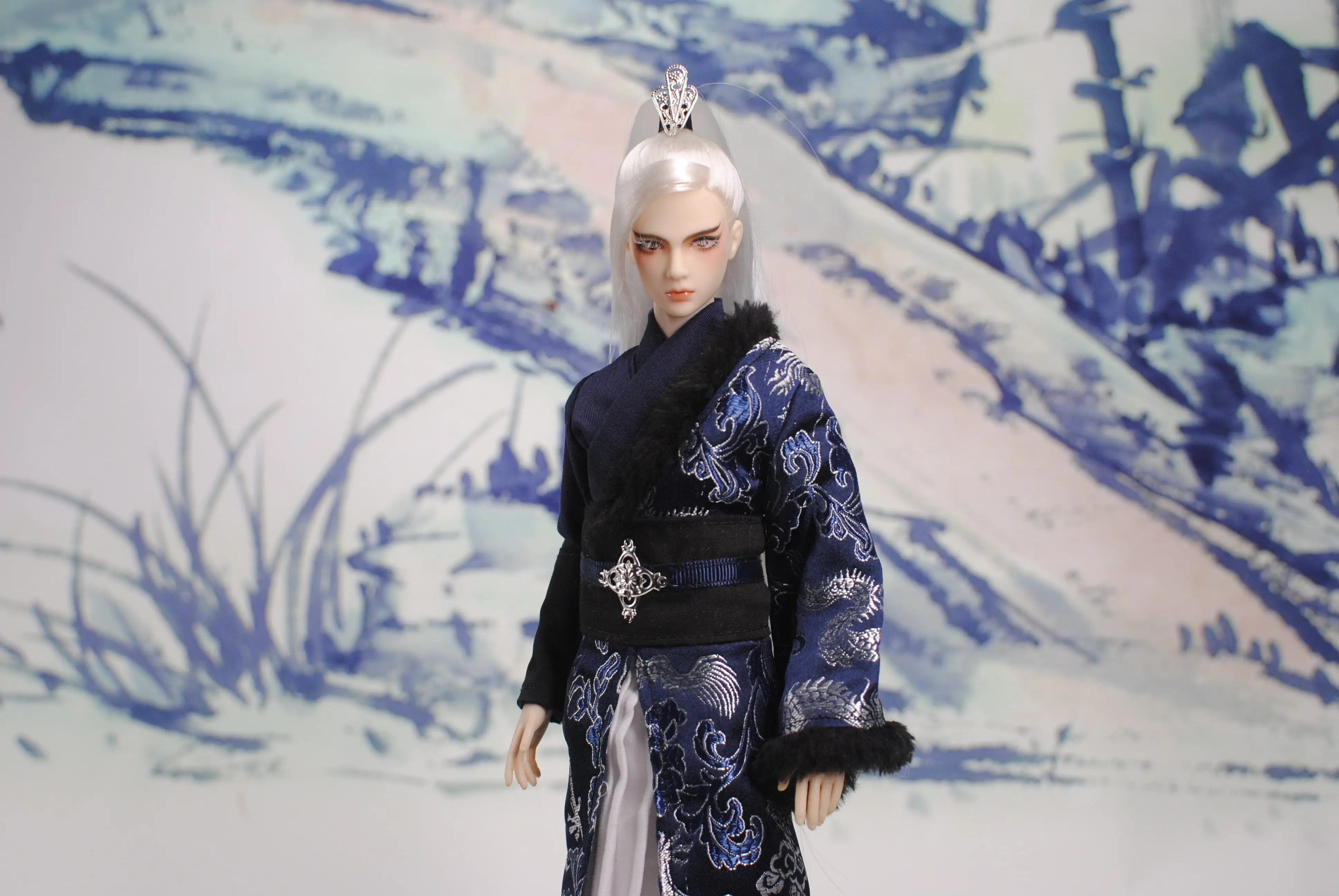 1/6 Scale BJD Doll Chinese Ancient Costume Hanfu Samurai Suit Long Hair Samurai Wig for30cm Male Body Limited Edition Collection