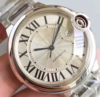 

2020 2813 Movement Men's Watch White 42MM Calendar Dial Automatic Mechanical Stainless Steel Buckle Sapphire Male Wrist Watch