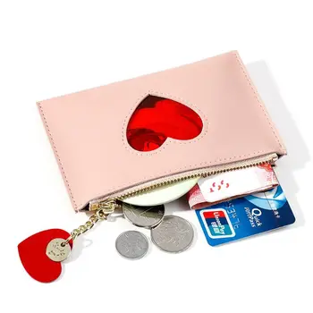 

Slim Leather Wallet for Women Girls Credit Card Holder Keychain Purse Zipper Pouch Coin Bag