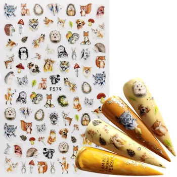 

1 PC Mix Animal Nail Stickers Flower Butterfly 3D Adhesive Sliders Wraps Tips Charm Art Manicure Decorations