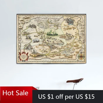 

Route Map Of Jungle Adventure Storybook Print Art Canvas Painting Wall Decor Pictures For Posters Aesthetic Room Decorative Gift