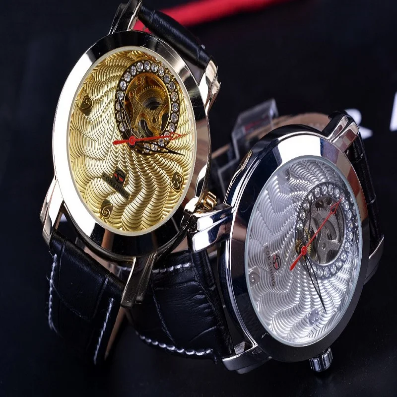 FORSINING золотые Роскошные мужские часы Лидирующий бренд автоматические Модные Спортивные бизнес часы с скелетом Relogio Masculino часы