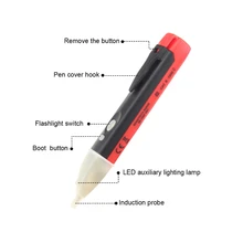 

Electric indicator 90-1000V Non-Contact Socket Wall AC Power Outlet Voltage Detector Sensor Tester Pen LED light AC 110V-220V