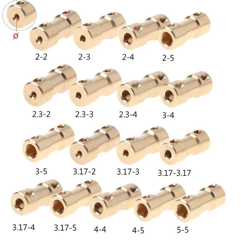 

2-5mm Motor Copper Shaft Coupling Coupler Connector Sleeve Adapter US 94PC