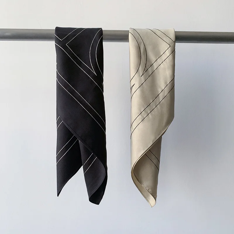 Women's Scarf Silk Embroidered Twill Letter Square Scarfs 2021 New | Аксессуары для одежды