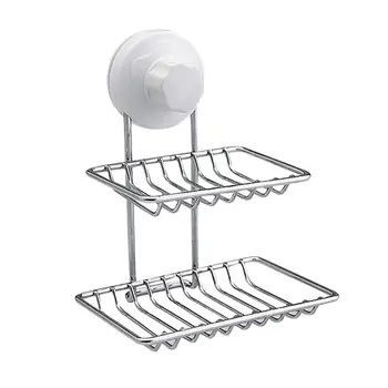 

1PC Double Storage Rack Soap Dishes Vacuum Suction Free Easy To Install Wall Shelf For Bathroom Kitchen Drying Rack